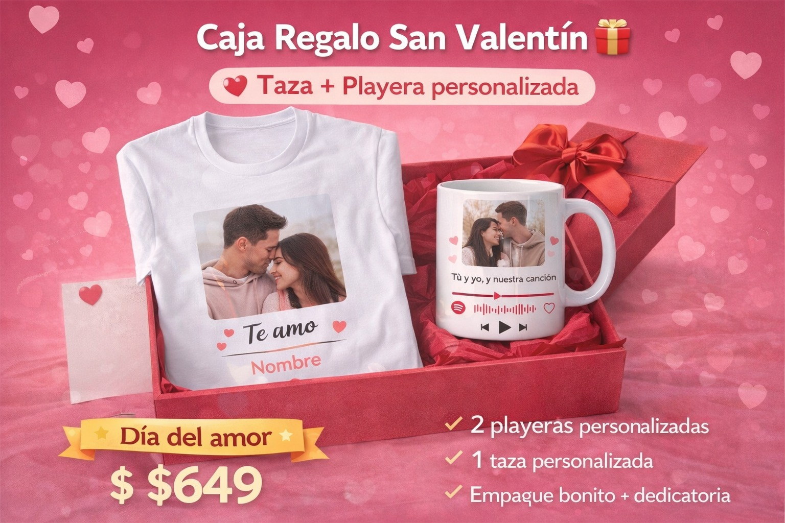 Caja Regalo San Valentín ❤️ | Taza + Playera Personalizada