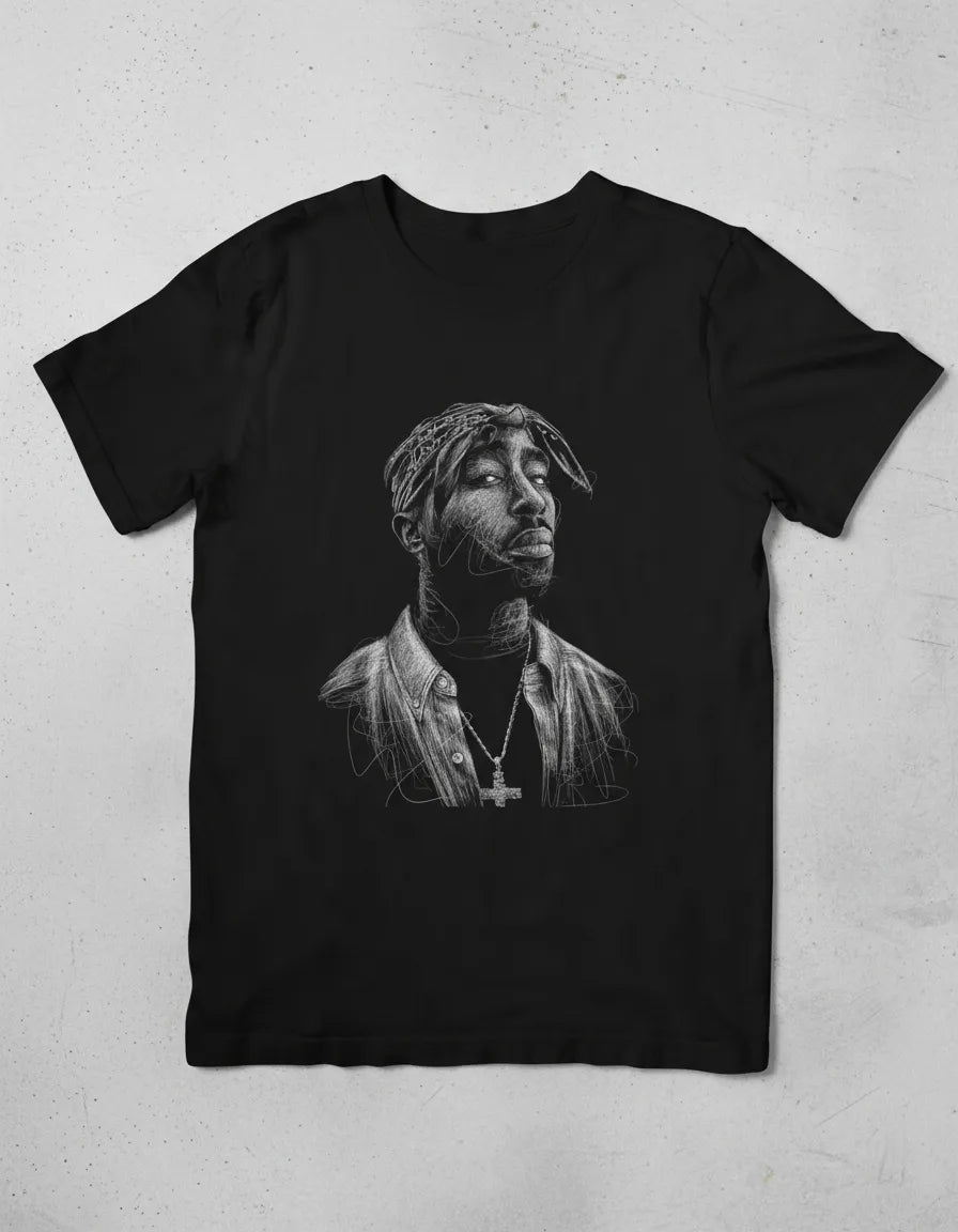 Lion Clothes Tupac Black Casual Jersey T-shirt