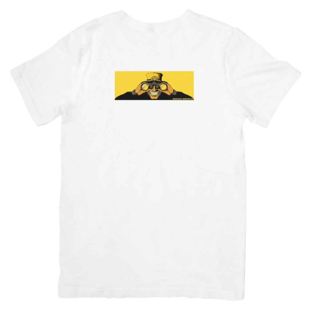 Camiseta Blanca "El Vigilante" - Diseño Retro Pop