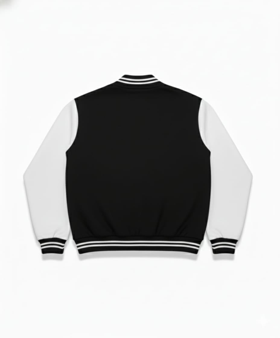 Chaqueta Varsity Negra y Blanca - Estilo Clásico