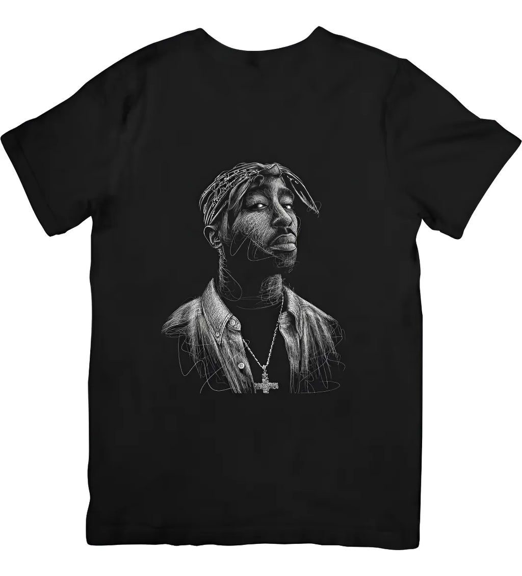 Lion Clothes Tupac Black Casual Jersey T-shirt